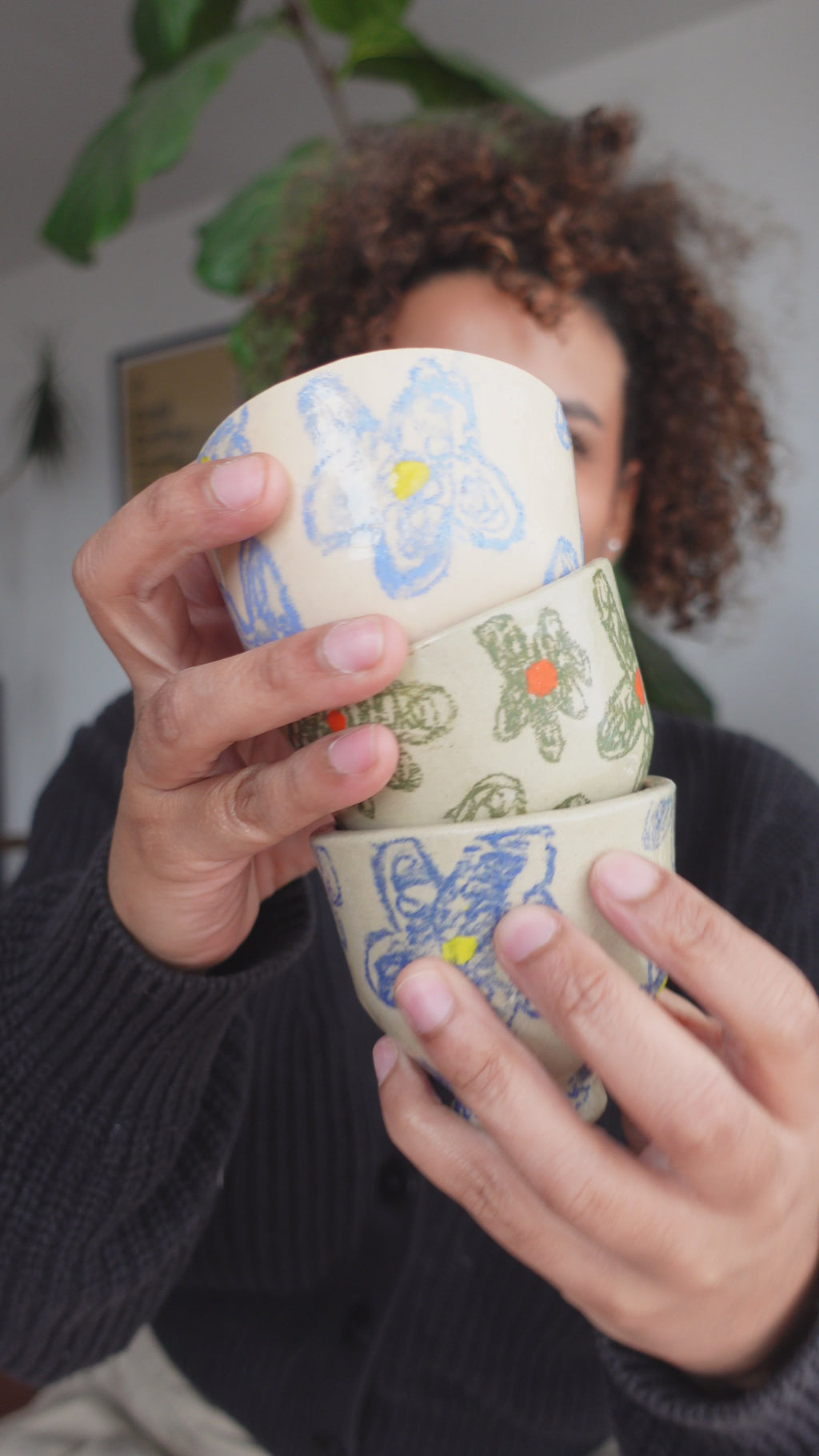 Vaso Espresso Flora Azul Oscuro